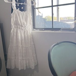 white polka dot dress